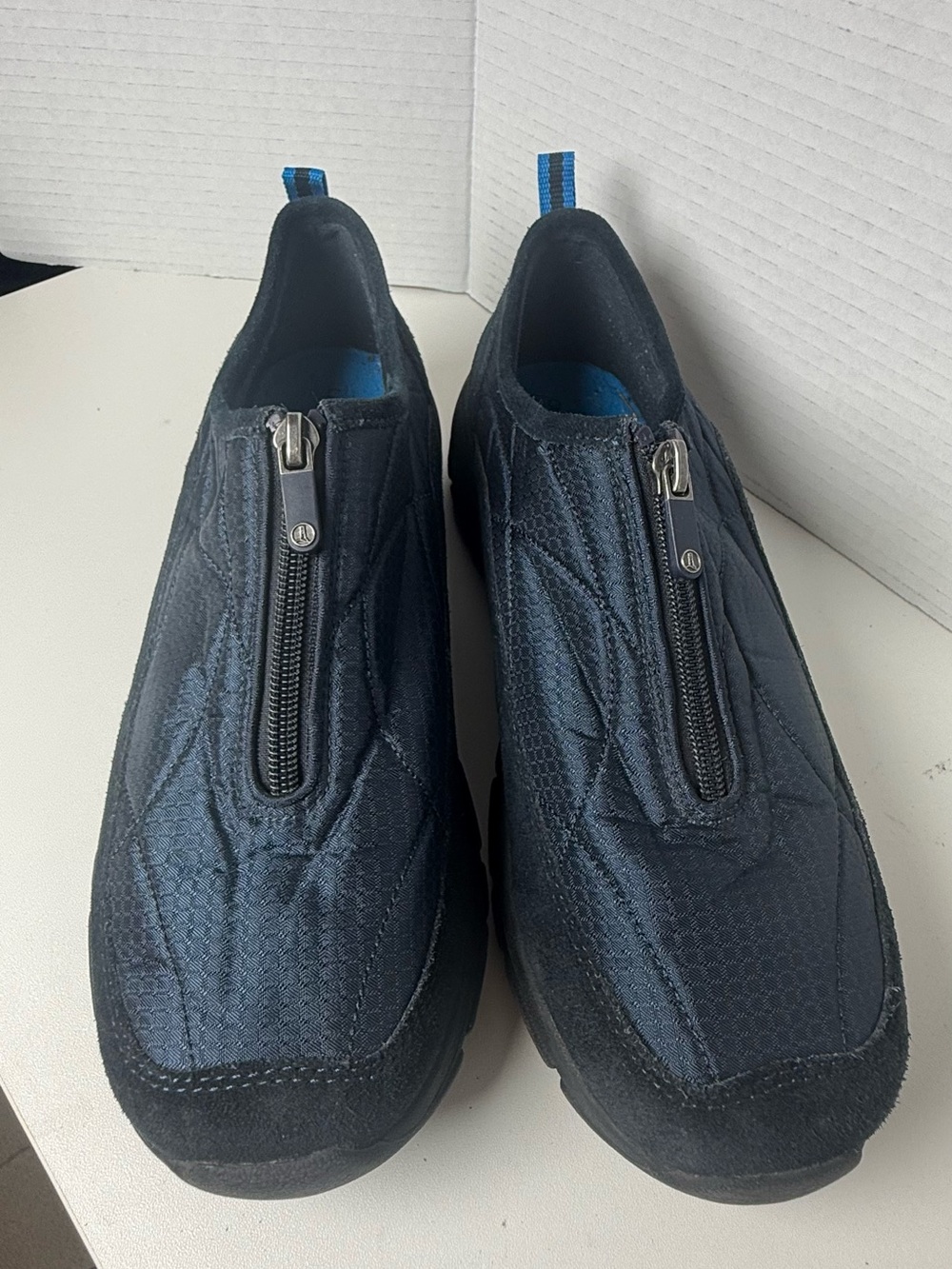 Lands' End Navy Blue Zip-Front Slip-On Loafers